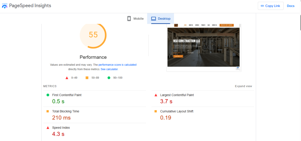 desktop page speed April